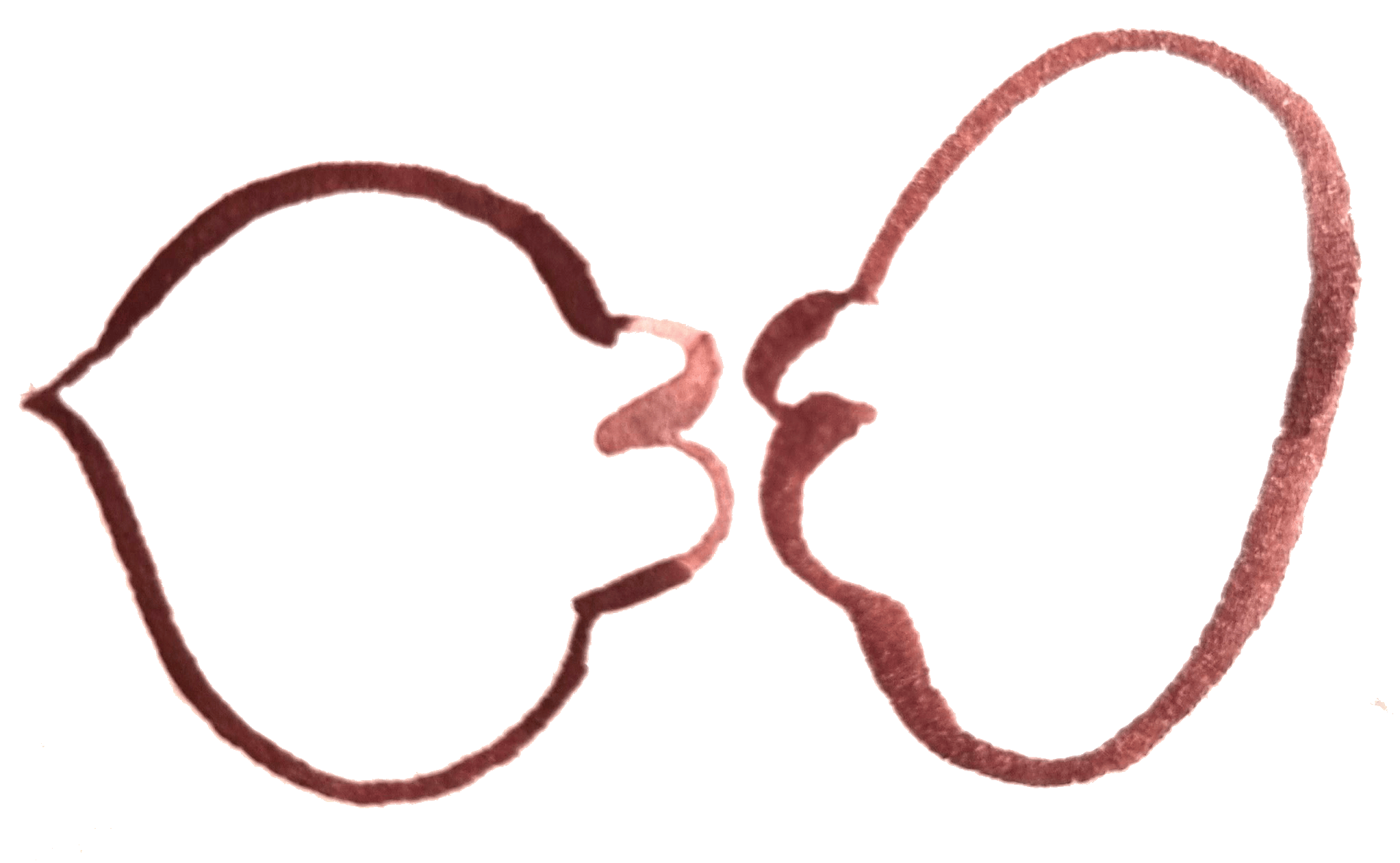 Eine Abstrake Illustration, zwei Kreise mit Küssmündern