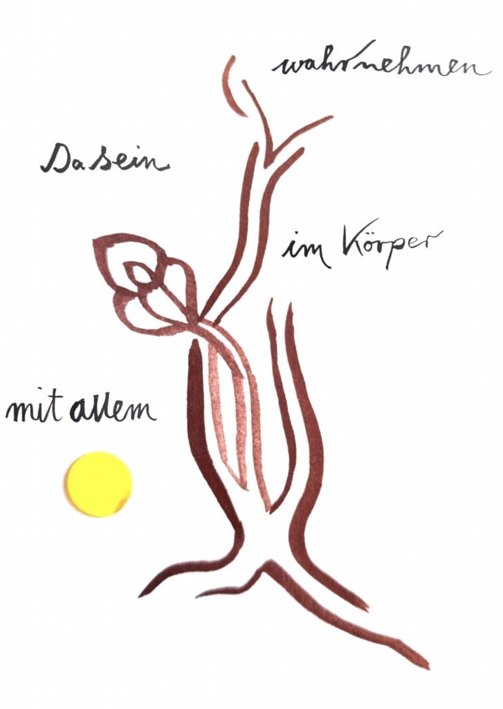Illustration einer Pflanze mit gelben Kreis
